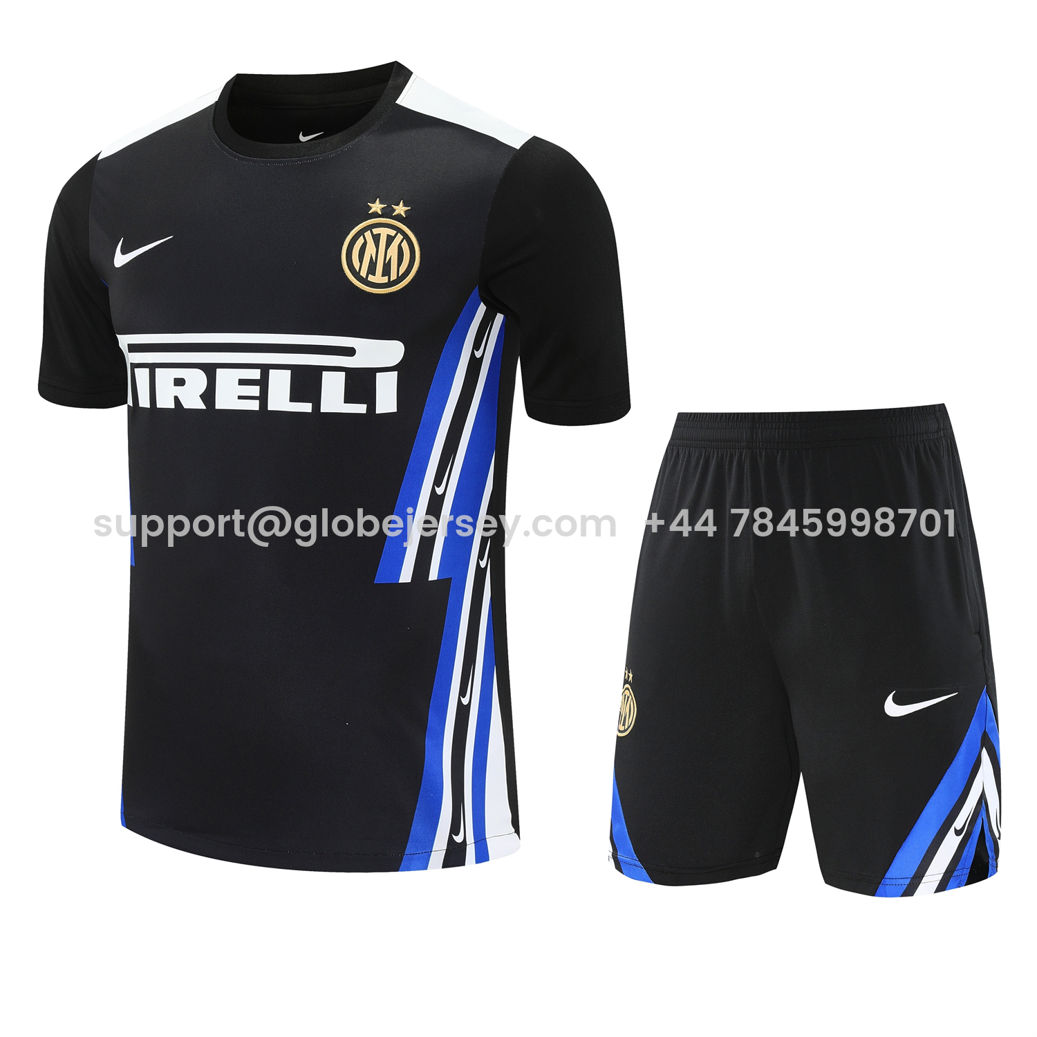 Inter Milan 25-26 Short-Sleeve Training Set - Black Top & Black Shorts