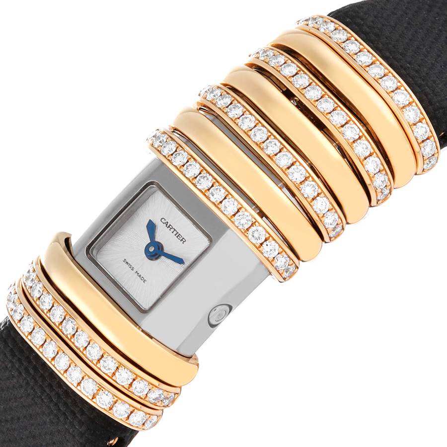 Cartier Declaration Yellow Gold Titanium Diamond Ladies Watch WT000150 Box