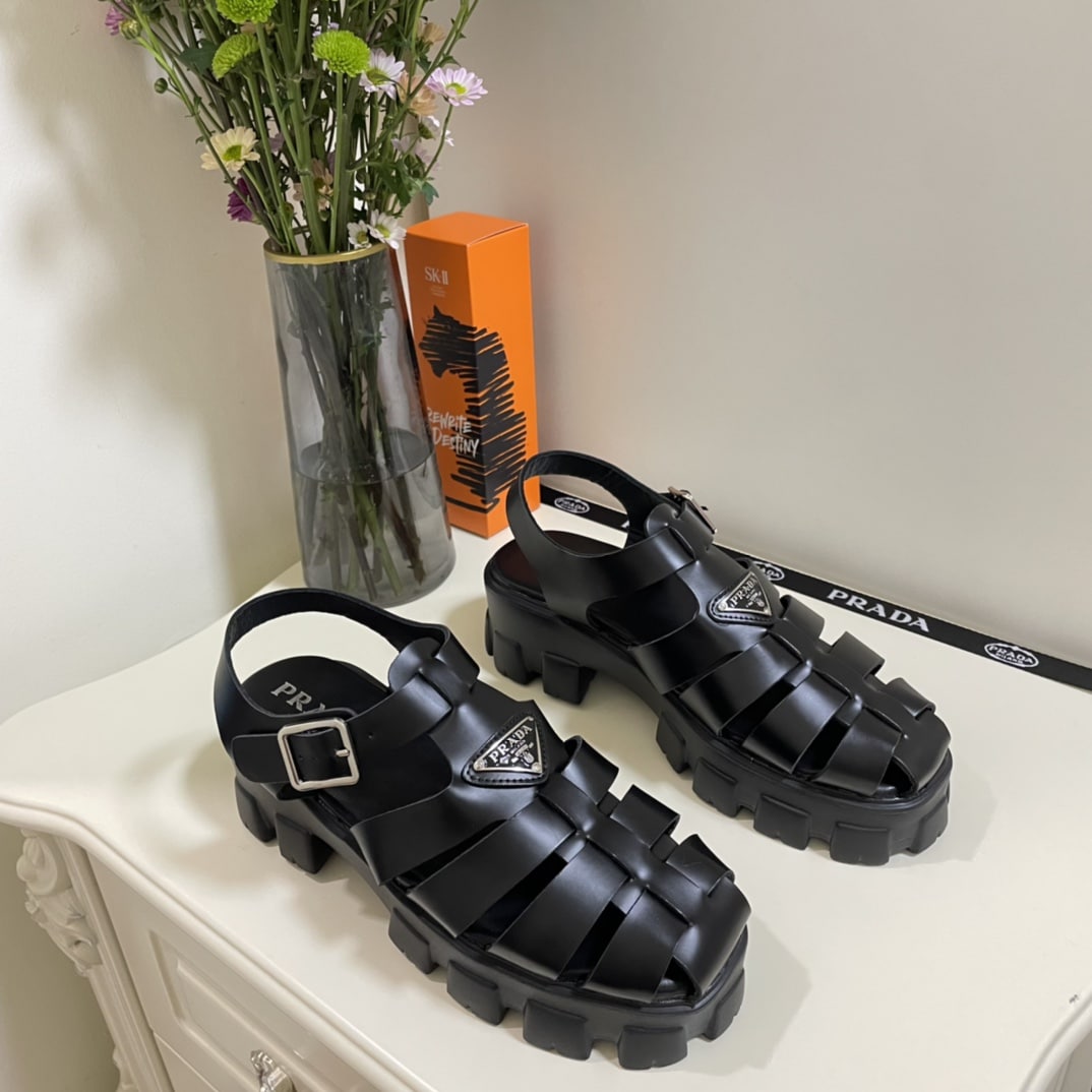 Prada Monolith Foam Rubber Sandals Black 1X853M 3Lkk F0002 F 055