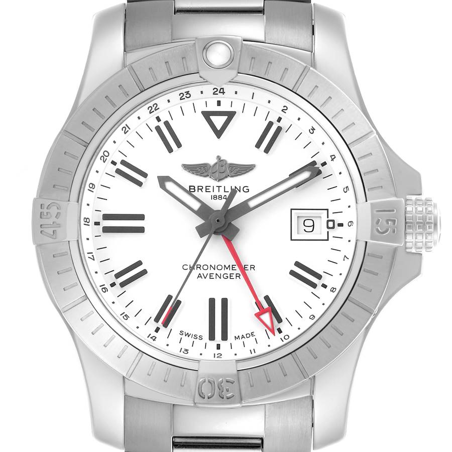 Breitling Avenger GMT White Dial Steel Mens Watch A32397