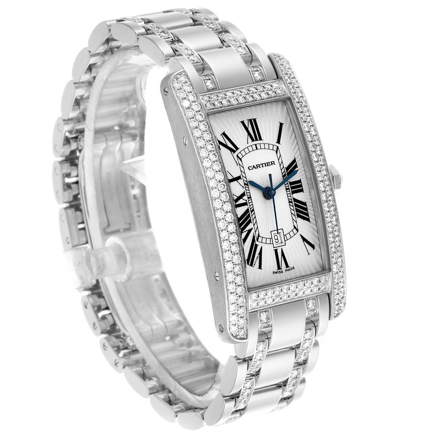 Cartier Tank Americaine White Gold Diamond Mens Watch WB7045MP