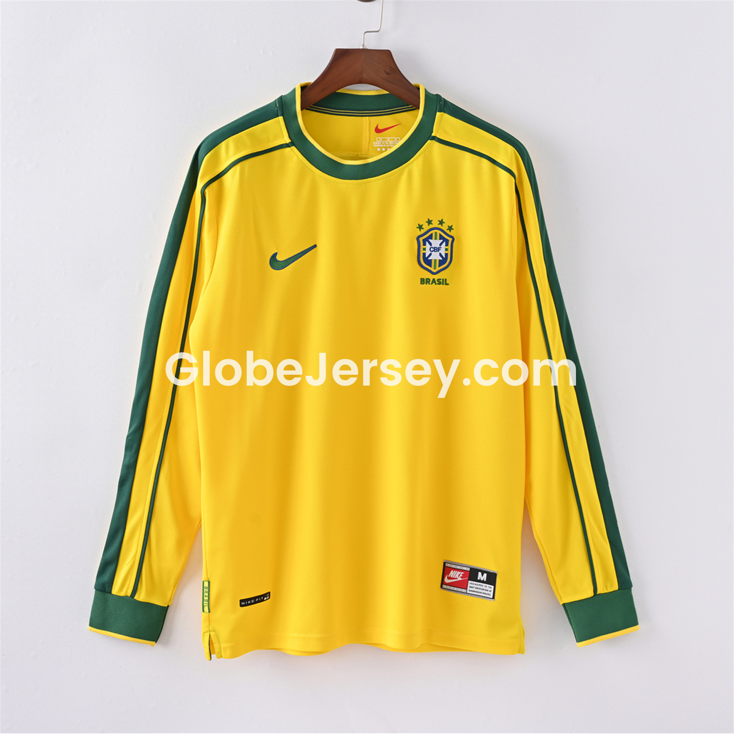 Retro Brazil 1998 Home Long Sleeves Jersey