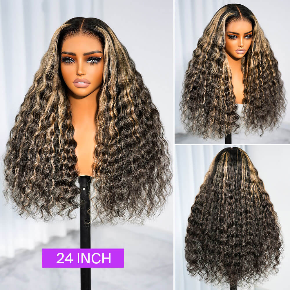 Megalook 13x6 Three-Go™ Balayage Highlight Glueless Wigs Bohemian Curl with Drawstring 100% Human Hair Wig