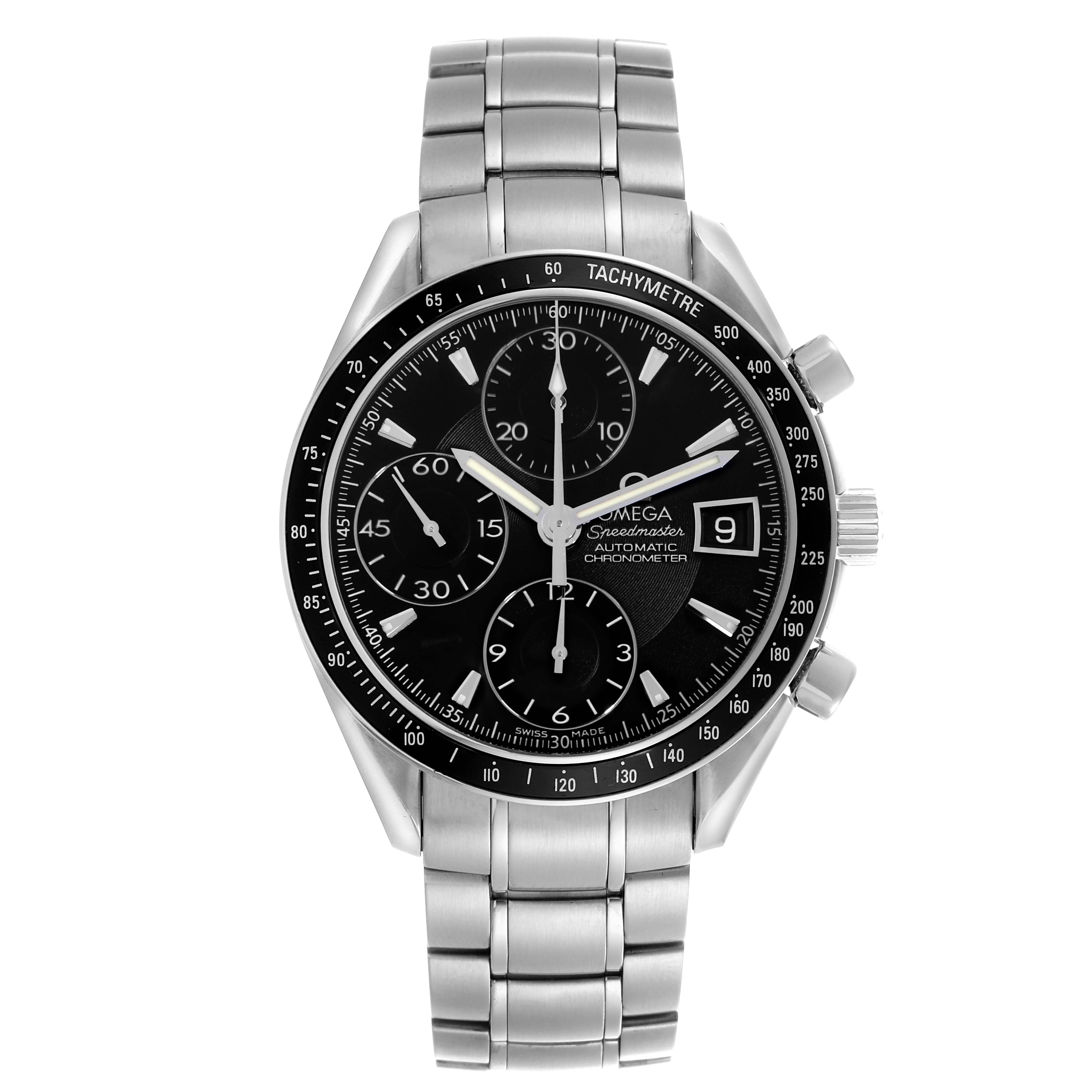 Omega Speedmaster Date Black Dial Steel Mens Watch 40.0 MM 3210.50.00 Card
