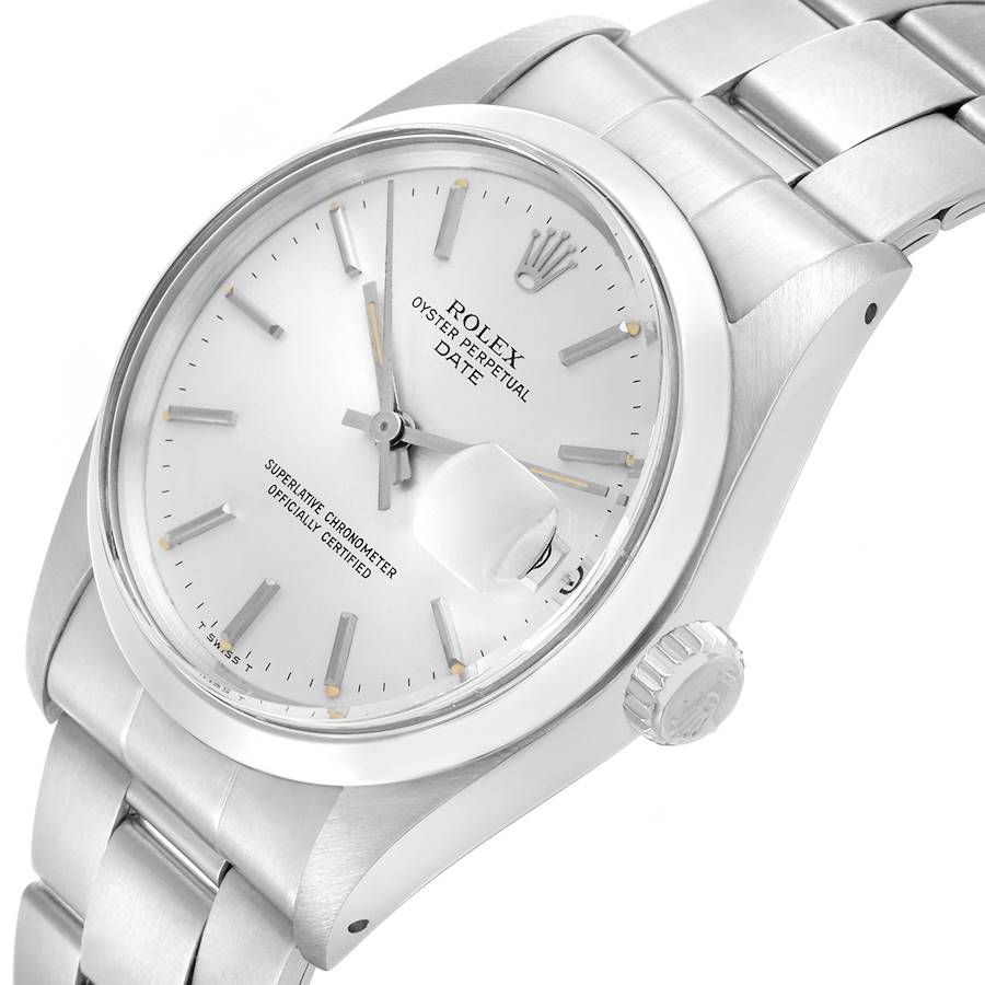 Rolex Date Silver Dial Steel Vintage Mens Watch 1500