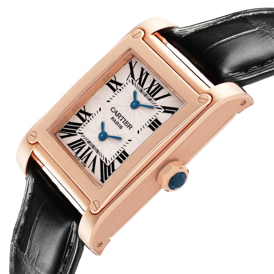 Cartier Tank a Vis Dual Time Rose Gold Mens Watch W1537651