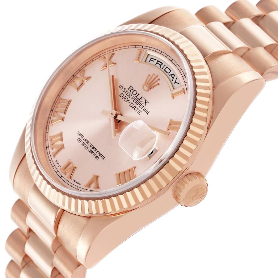 Rolex President Day-Date 36mm Rose Gold Roman Dial Mens Watch 118235