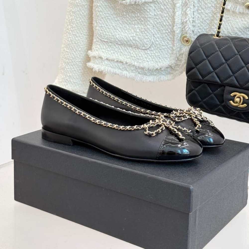 Chanel Ballet Flats Black Leather G46663 B21588 94305