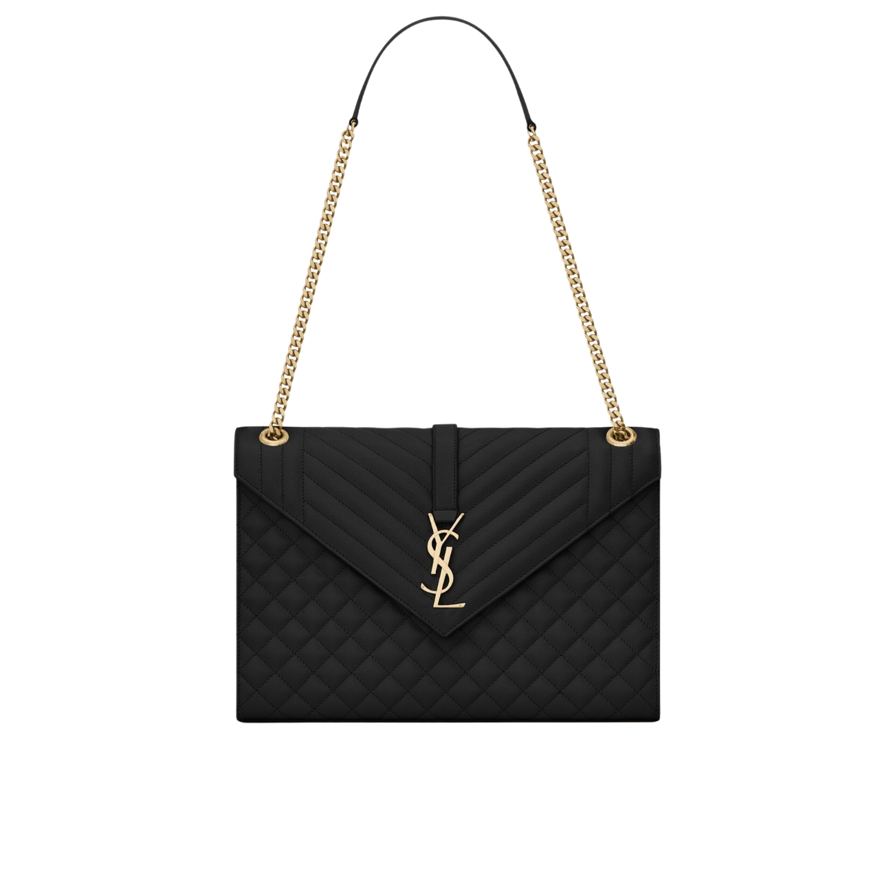Saint Laurent Envelope Large Mix Matelassé Shoulder Bag Black 31cm 600166BOW911000