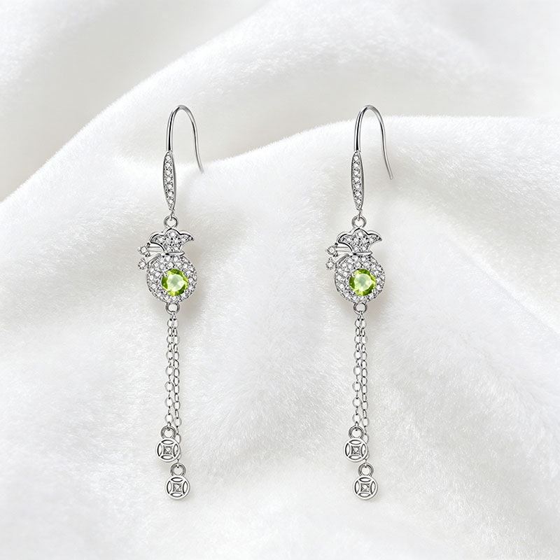 GemVibra Talismanic Money Bag Earrings | Abundance Crystal Drops