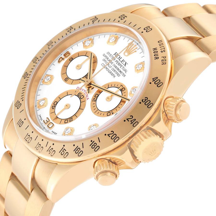 Rolex Daytona Yellow Gold White Diamond Dial Mens Watch 116528