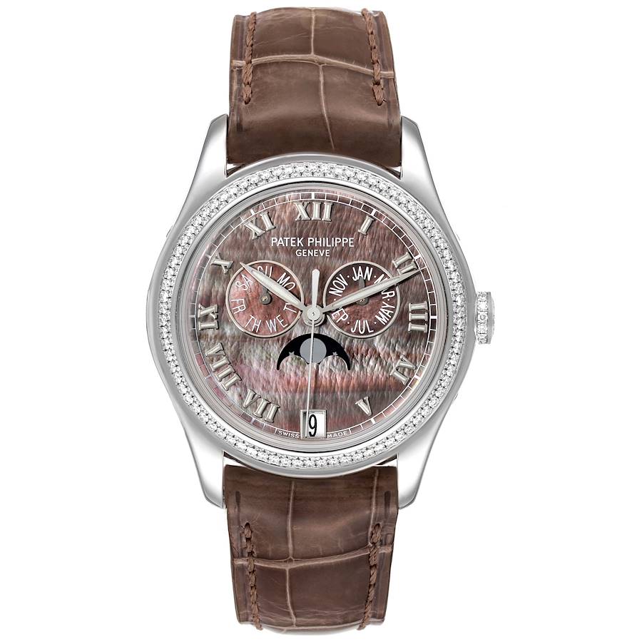 Patek Philippe Annual Calendar White Gold Mother of Pearl Diamond Mens Watch 4936