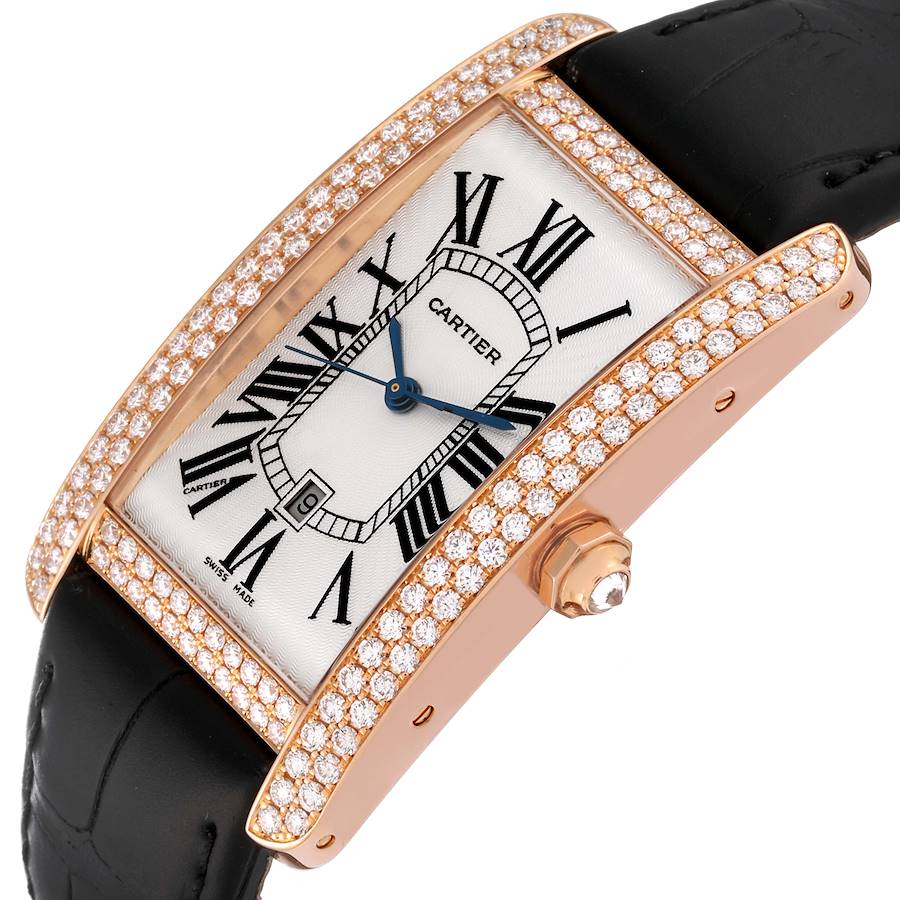 Cartier Tank Americaine Large Rose Gold Diamond Mens Watch WB704851