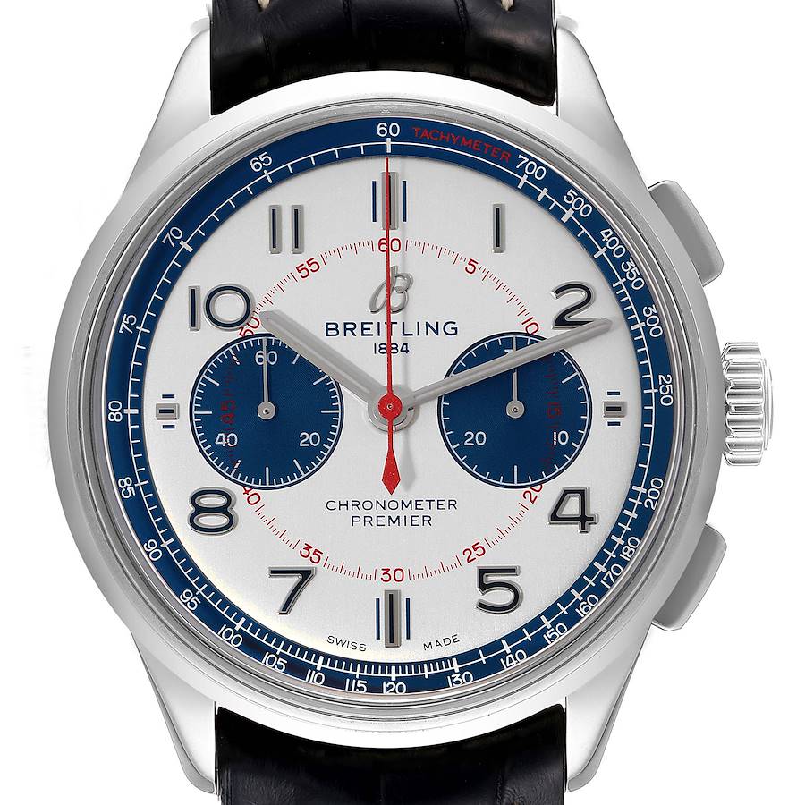 Breitling Premier B01 Chronograph Silver Dial Steel Mens Watch AB0118