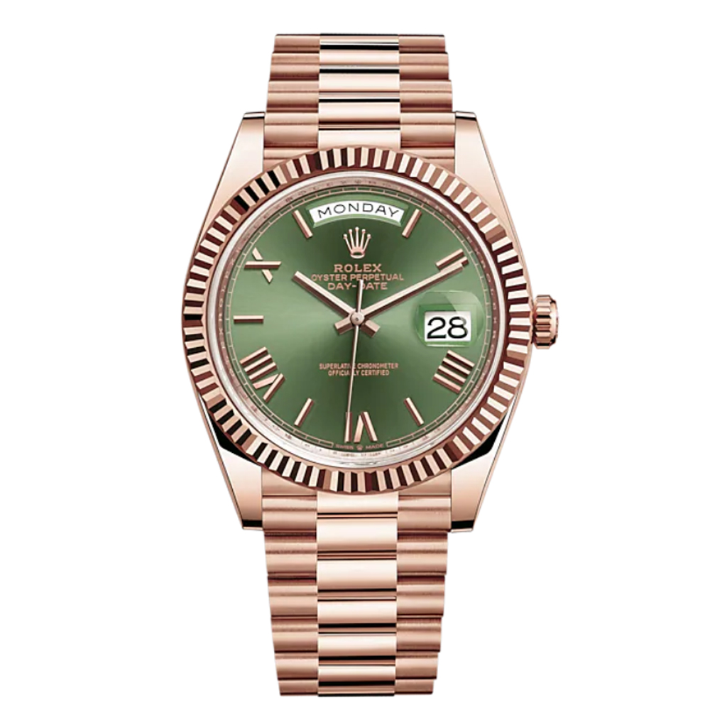 Rolex Day-Date President 40mm Olive Green Dial 18ct Everose Gold 228235-0025 Unworn