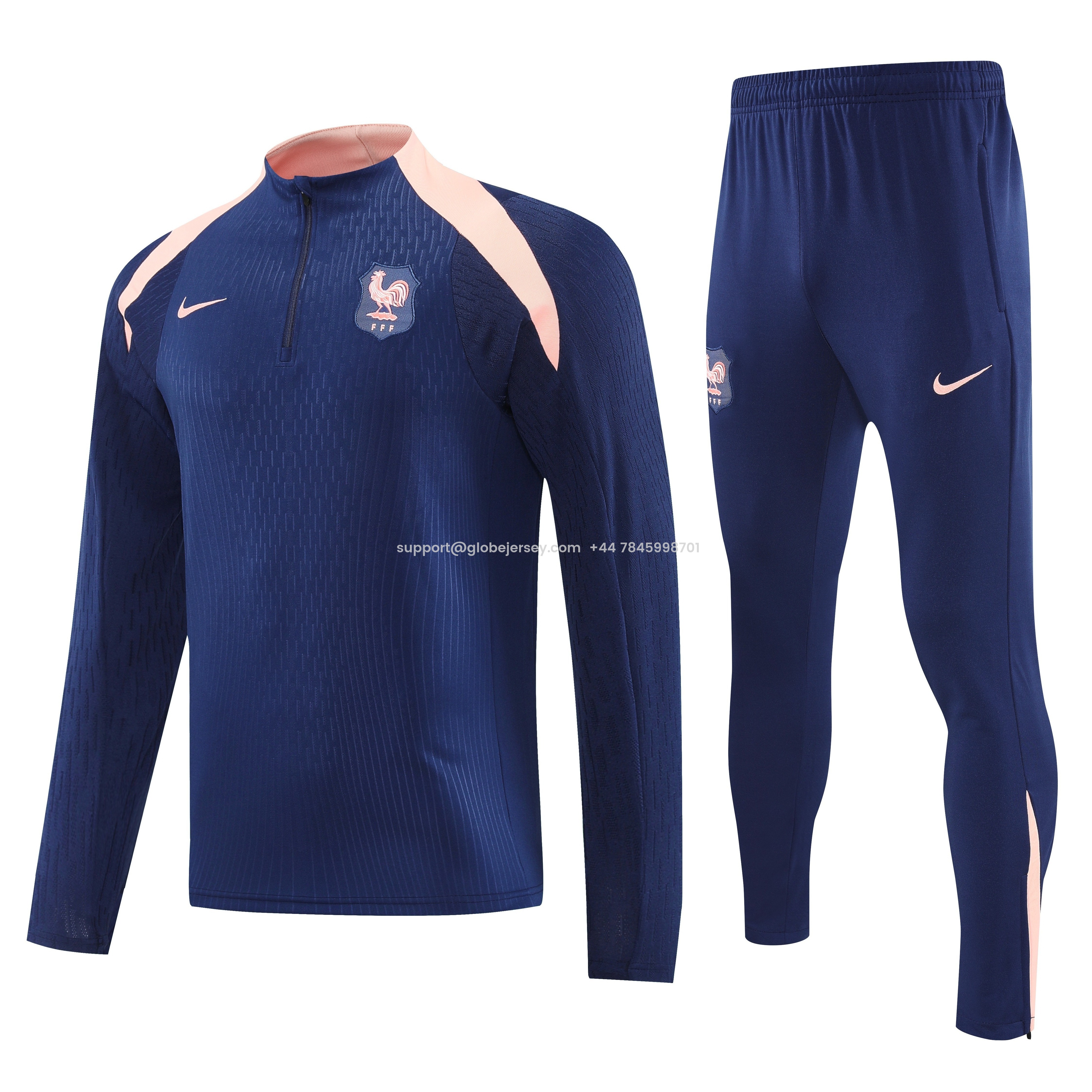 France 2026 Long Sleeve Training Set - Dark With Pink Top and Pants