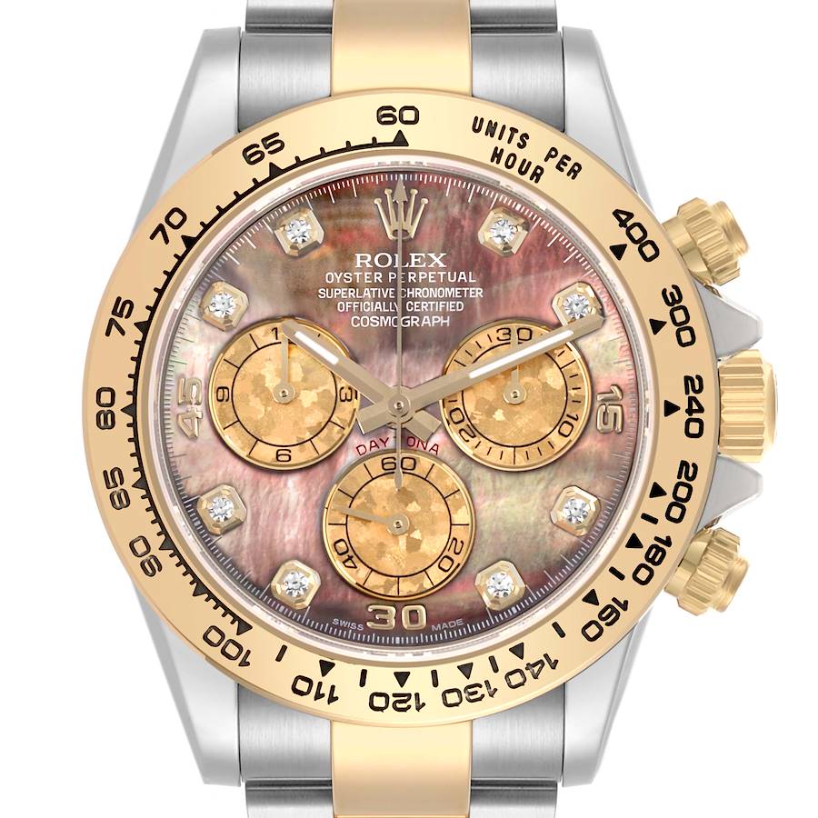 Rolex Daytona Steel Yellow Gold Tahitian Mother Of Pearl Diamond Mens Watch 116503