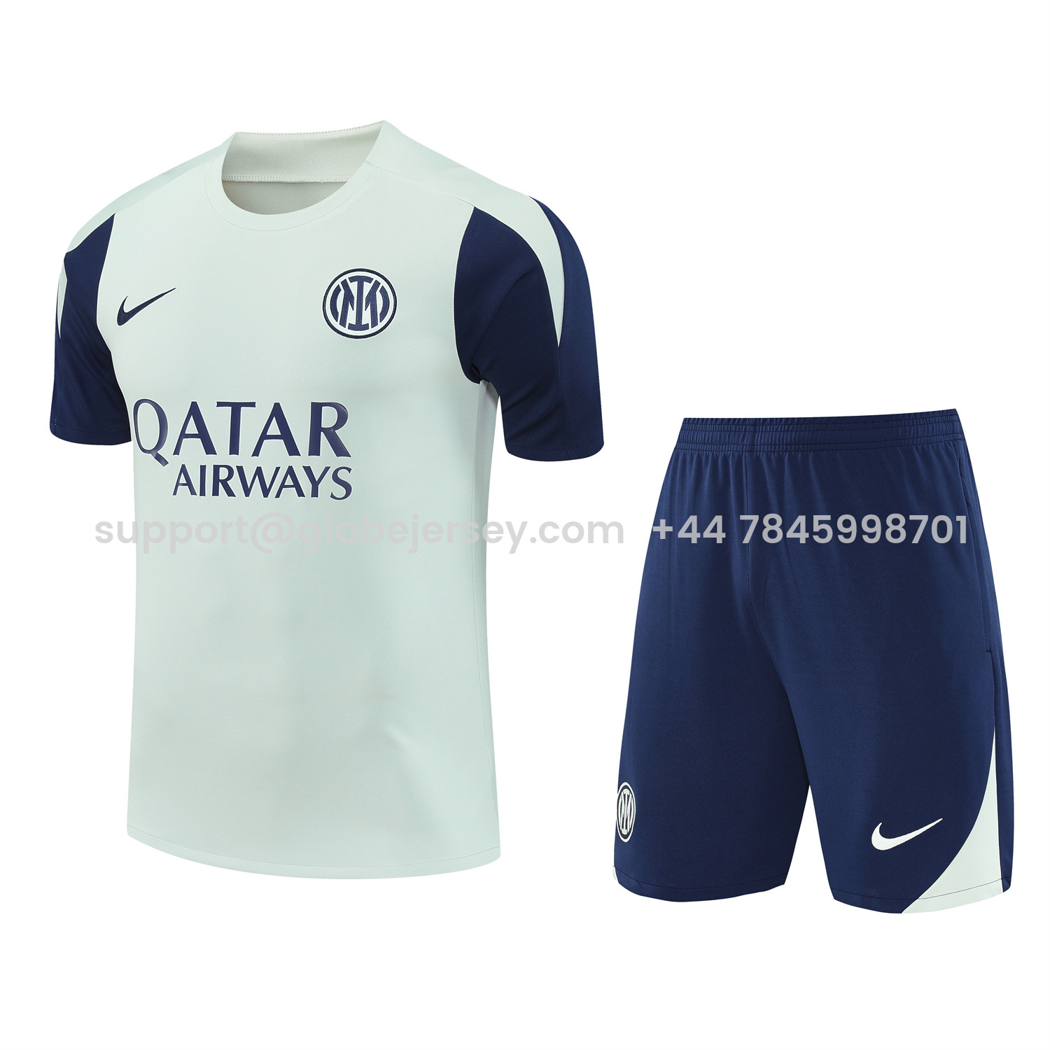 Inter Milan 25-26 Short-Sleeve Training Set - Blue Sleeve White Top & Blue Shorts