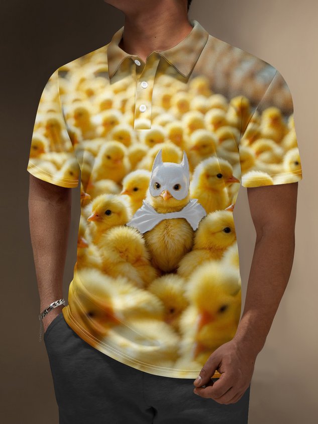Moisture Wicking Chicken Bat Funny Golf Polo