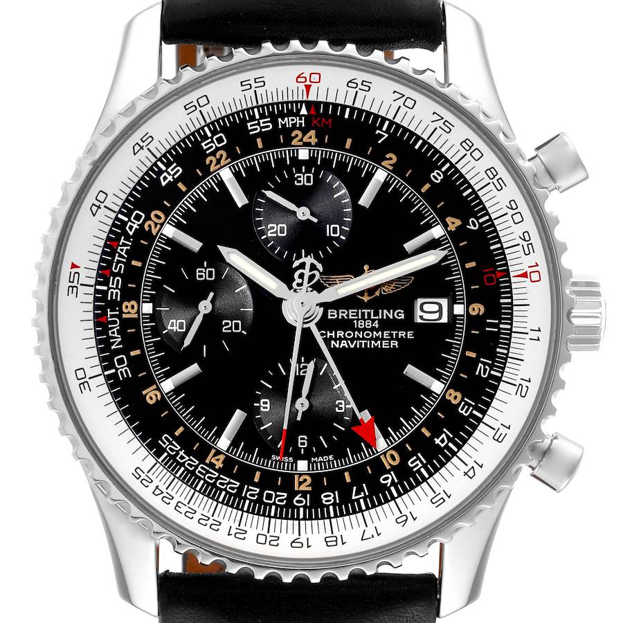 Breitling Navitimer World Black Dial Steel Mens Watch A24322