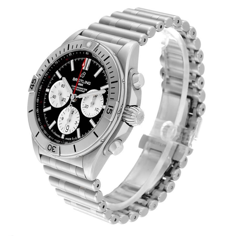 Breitling Chronomat B01 Black Dial Steel Mens Watch AB0134