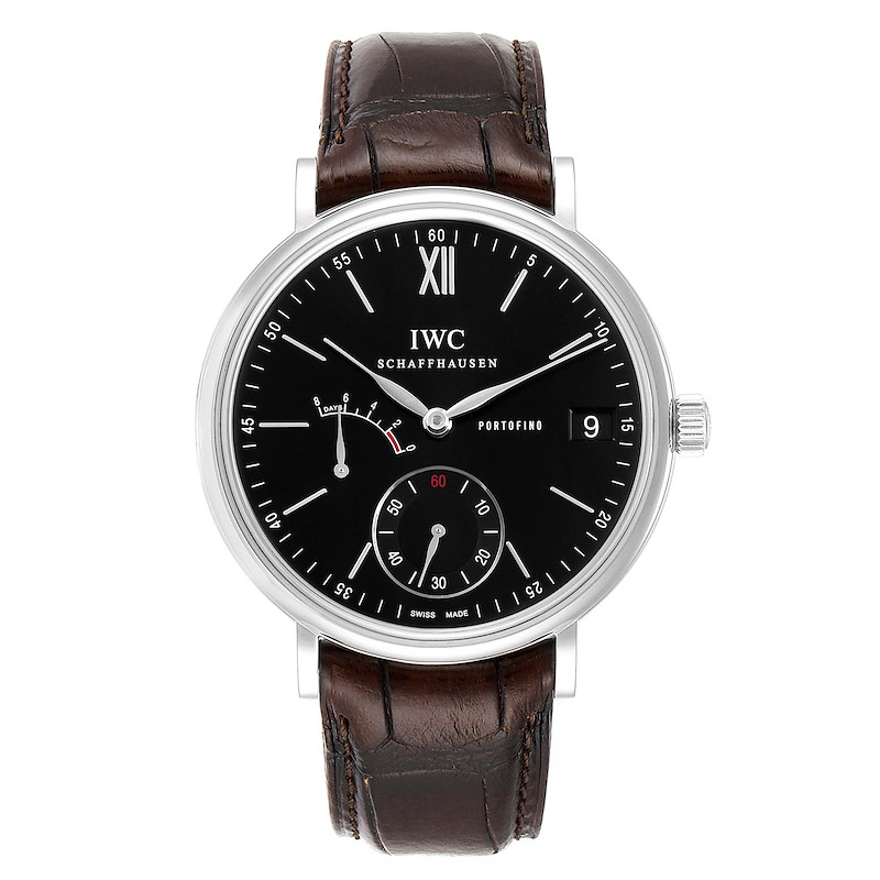 IWC Portofino 8 Days Power Reserve 45mm Black Dial Mens Watch IW510102