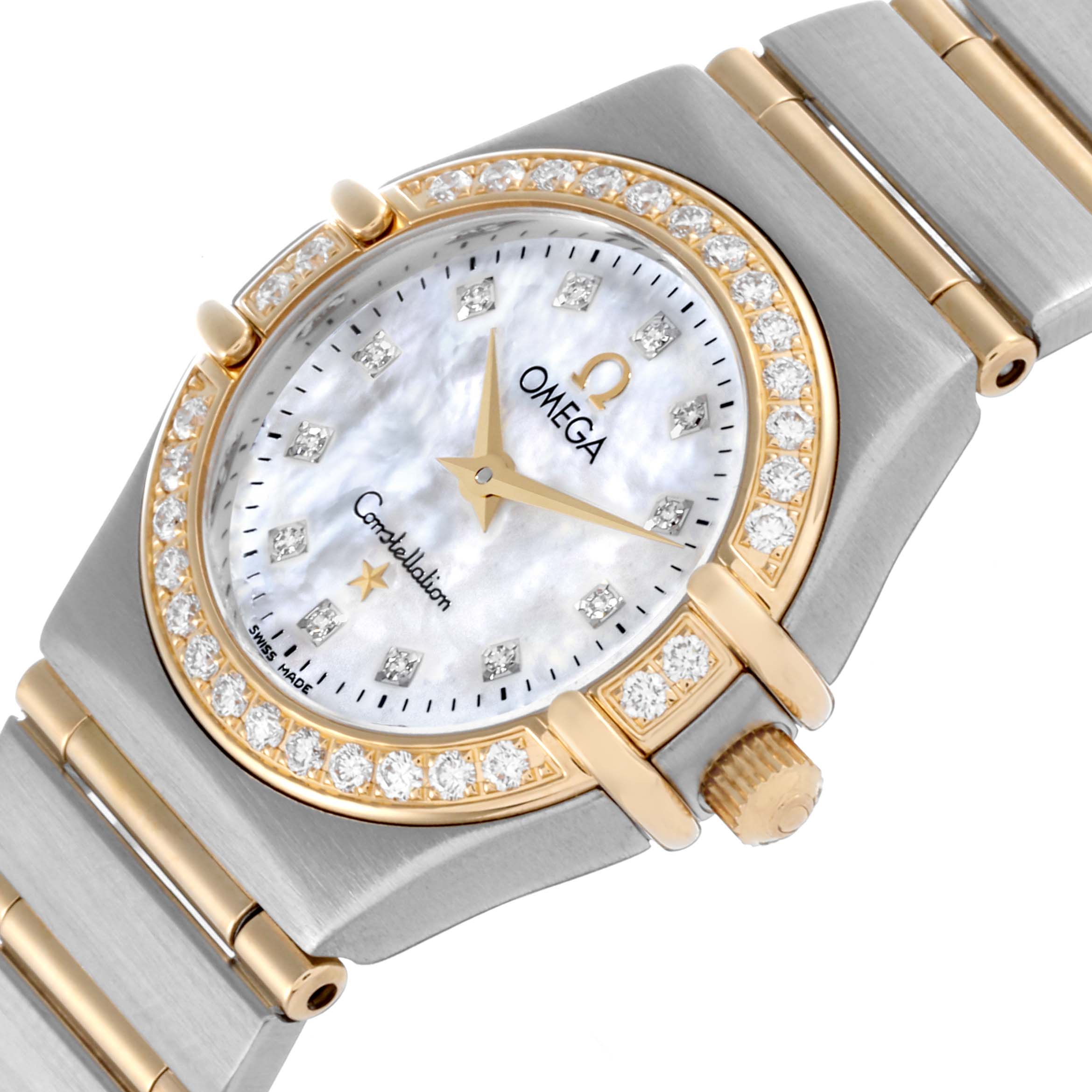 Omega Constellation 95 Mother of Pearl Diamond Yellow Gold Steel Ladies Watch 22.25 MM 1267.75.00