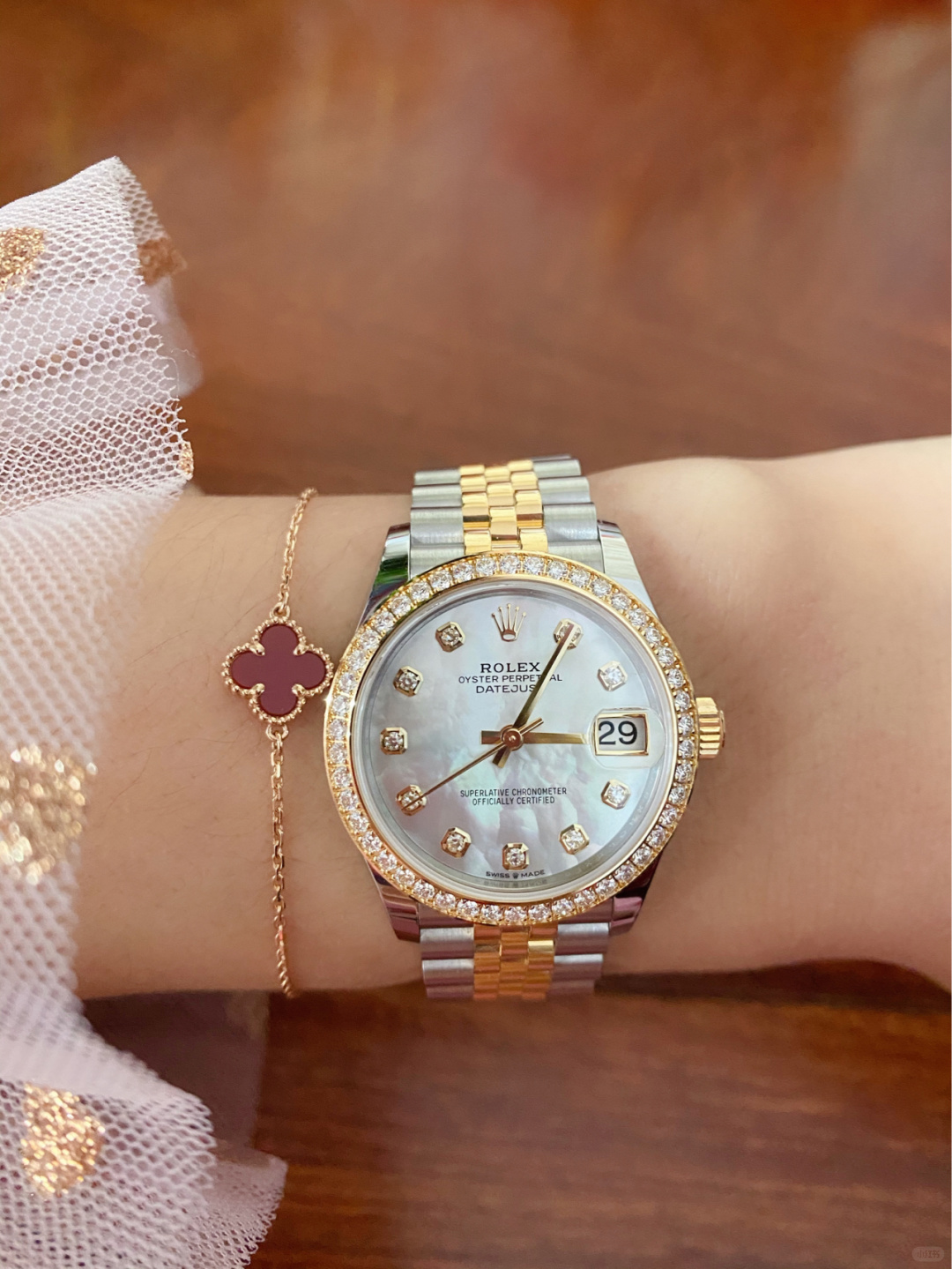 ?Limited Stock-Rolex Lady Datejust 28mm Everose Diamond Bezel Two-Tone 279381
