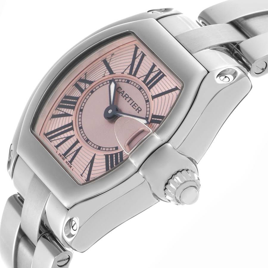 Cartier Roadster Small Pink Dial Steel Ladies Watch W62017V3