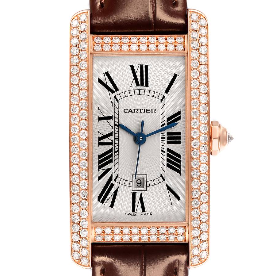 Cartier Tank Americaine Midsize Rose Gold Diamond Ladies Watch WB704751