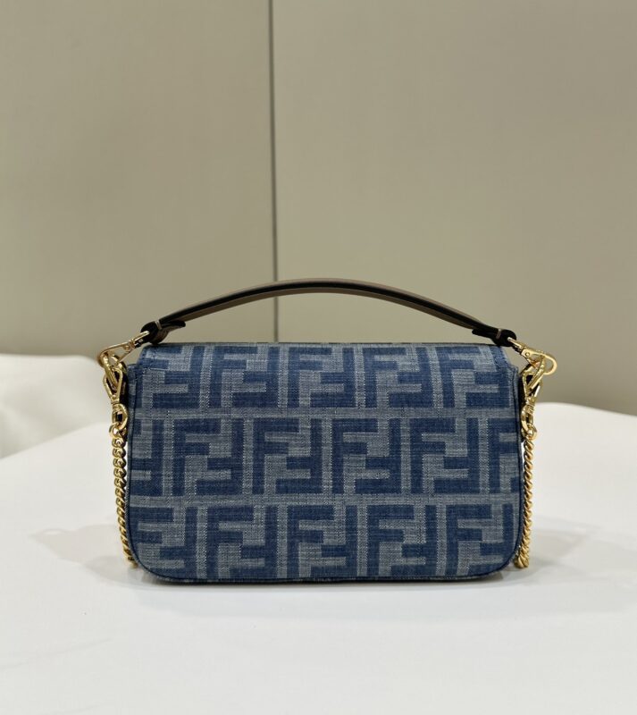 Replica Fendi Baguette Small Dark Bue Denim