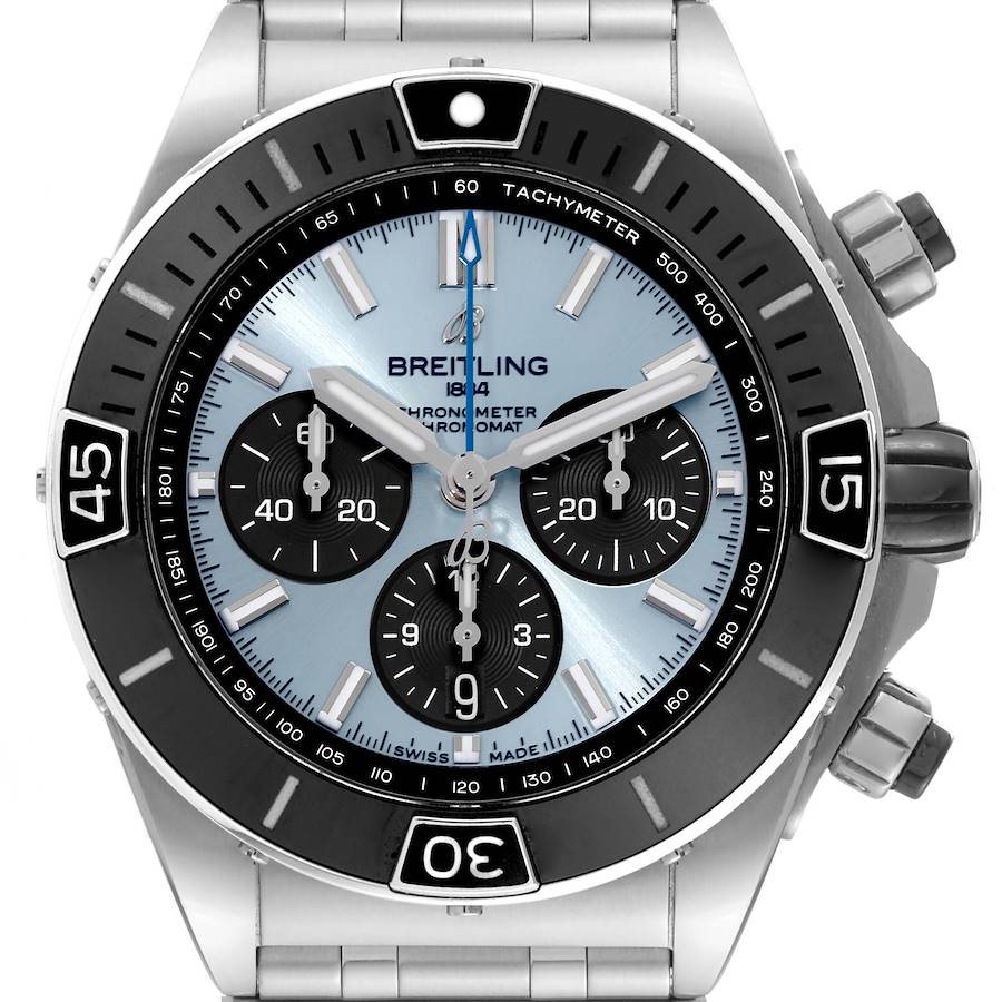 Breitling Chronomat B01 Ice Blue Dial Steel Mens Watch PB0136