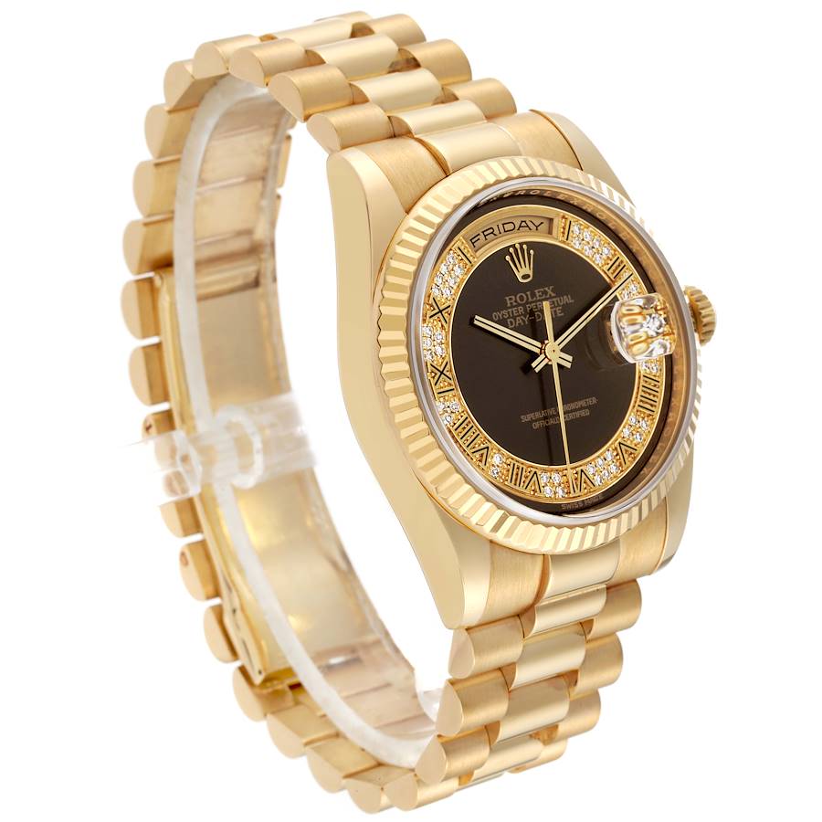 Rolex Day Date President Yellow Gold Myriad Diamond Dial Mens Watch 118238