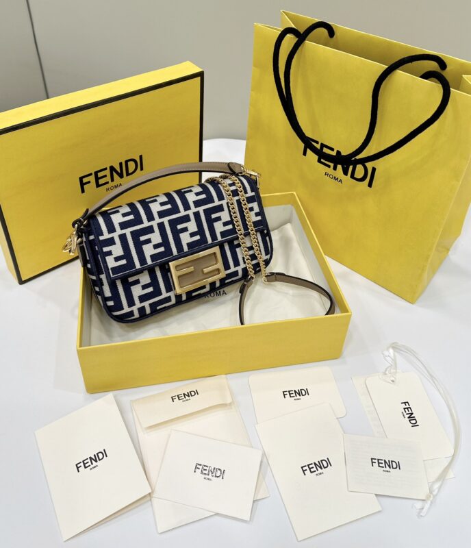 Replica Fendi Baguette Small Cotton Blue