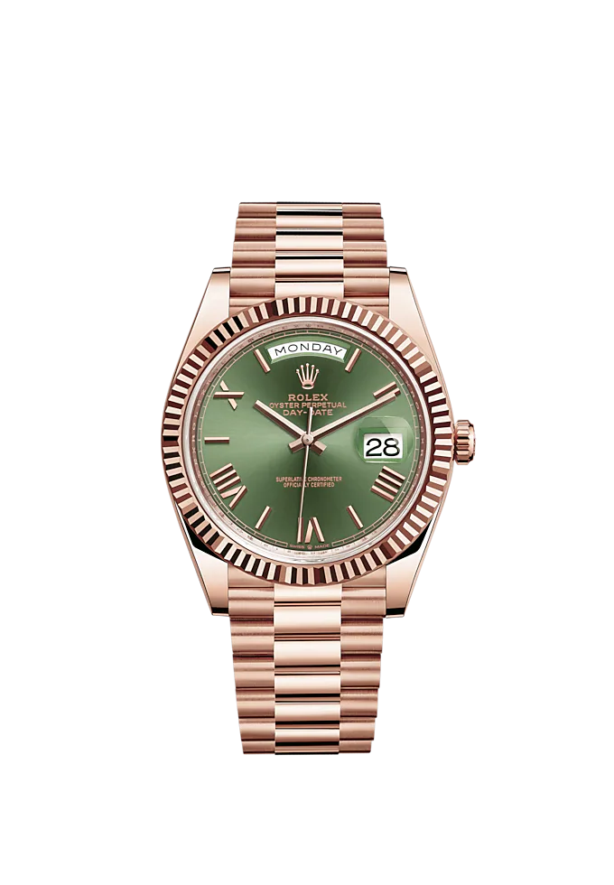 Rolex Day-Date President 40mm Olive Green Dial 18ct Everose Gold 228235-0025 Unworn