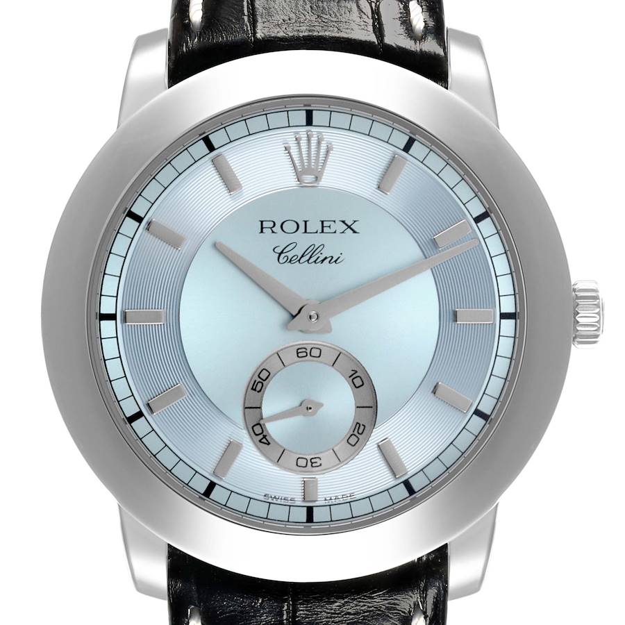 Rolex Cellini Cellinium 38 Platinum Glacier Blue Dial Mens Watch 5241