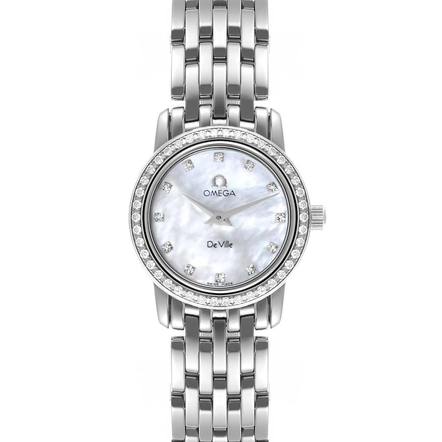Omega DeVille Prestige Mother Of Pearl Diamond Steel Ladies Watch 4575.76