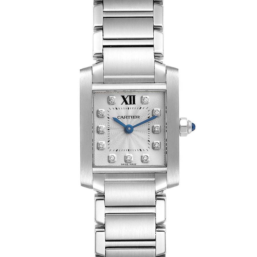 Cartier Tank Francaise Small Steel Diamond Dial Ladies Watch WE110006