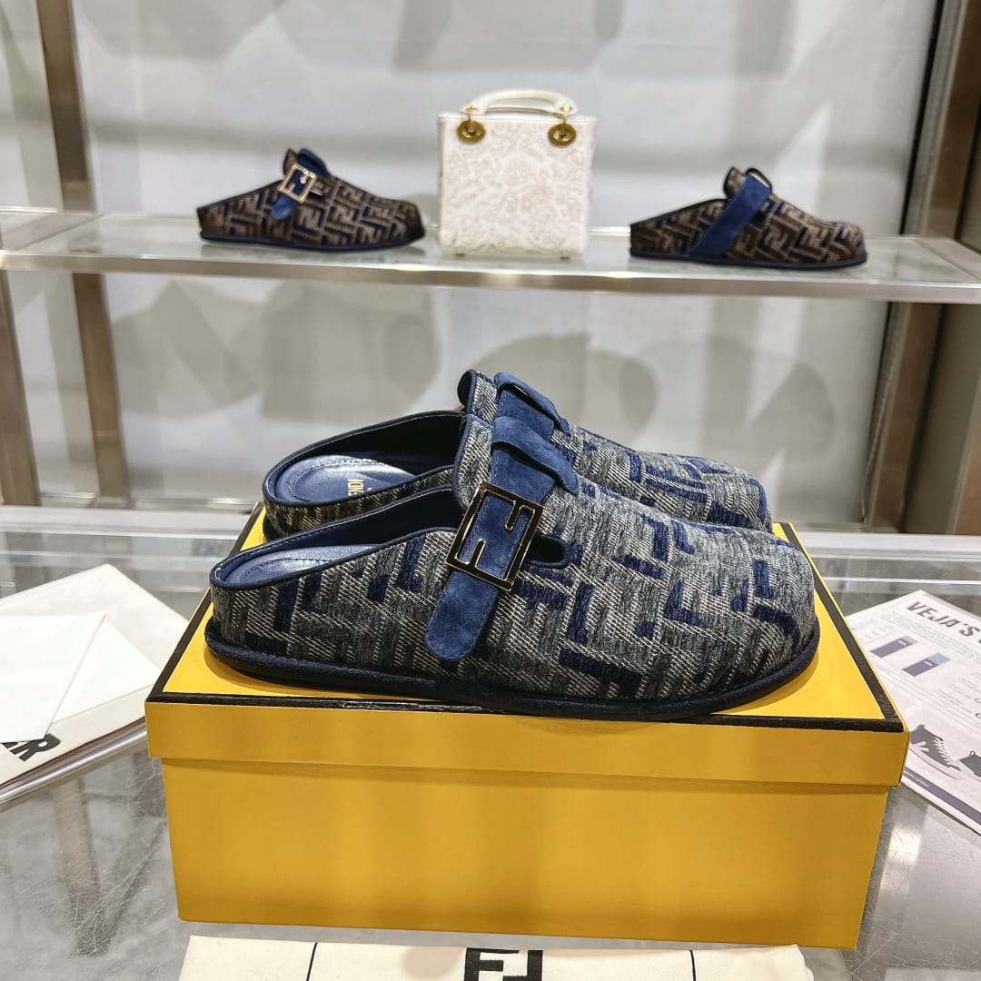 Fendi Feel Ff Mules Denim Blue 8r8448akzpf1pz7