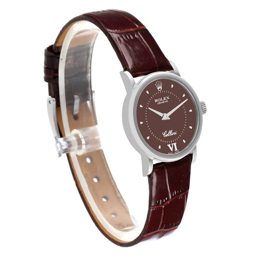 Rolex Cellini Classic White Gold Brown Dial Ladies Watch 6110