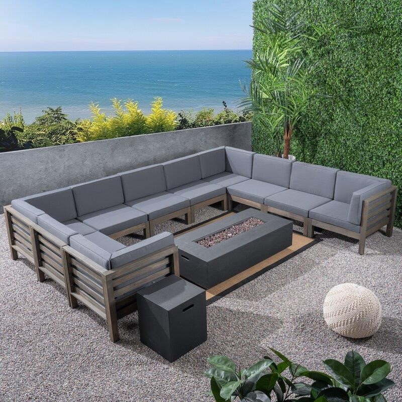 Patson Solid Wood 8 - Person Seating Group with Cushions