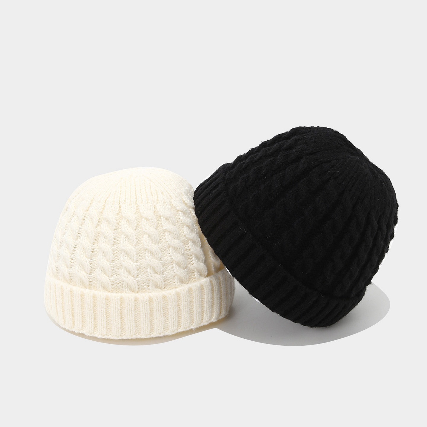 Men's Beige Cable Knit Keep Warm Winter Beanie Hat