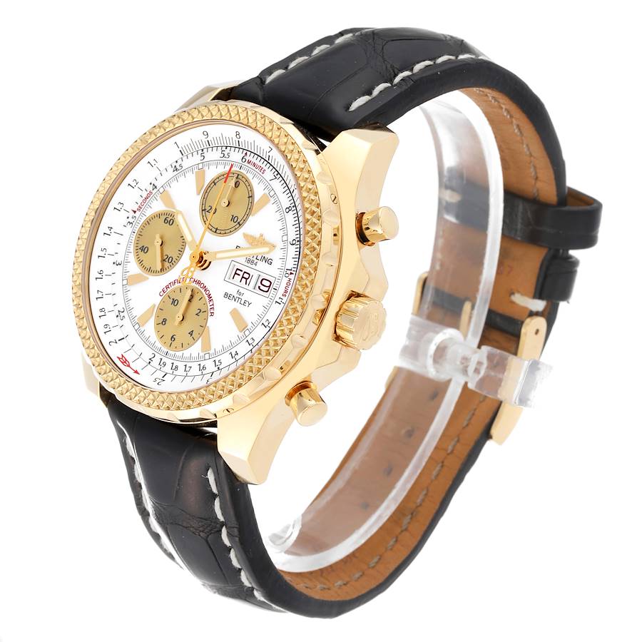 Breitling Bentley Motors GT White Dial Yellow Gold Mens Watch K13362