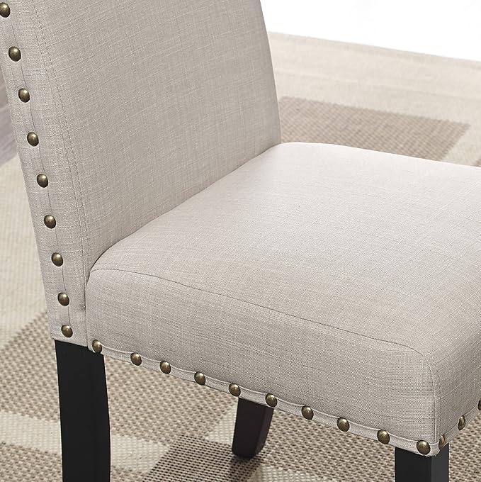Fabric Dining Chairs with Nailhead Trim Set of 2