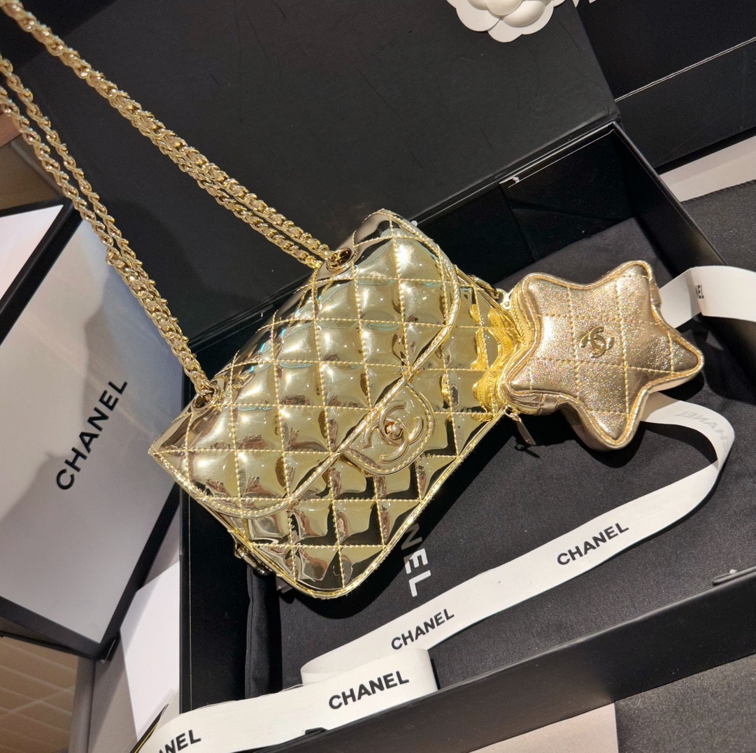 Chanel Mini Flap Bag Star Coin Purse Yellow Gold 20Cm As4646 B14873 Nt671