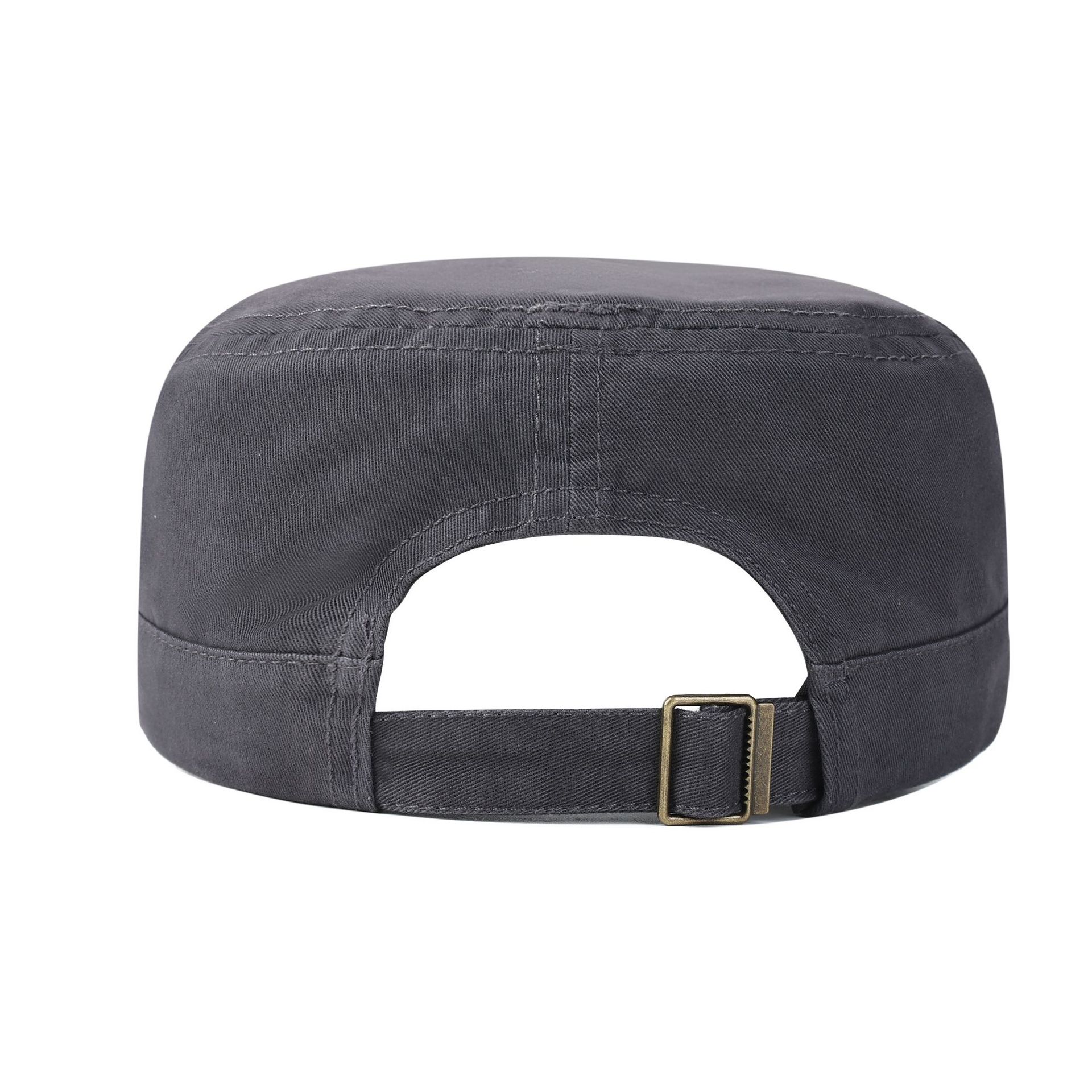 Men's Retro Washed Flat-Top Curved Brim Adjustable Cadet Cap