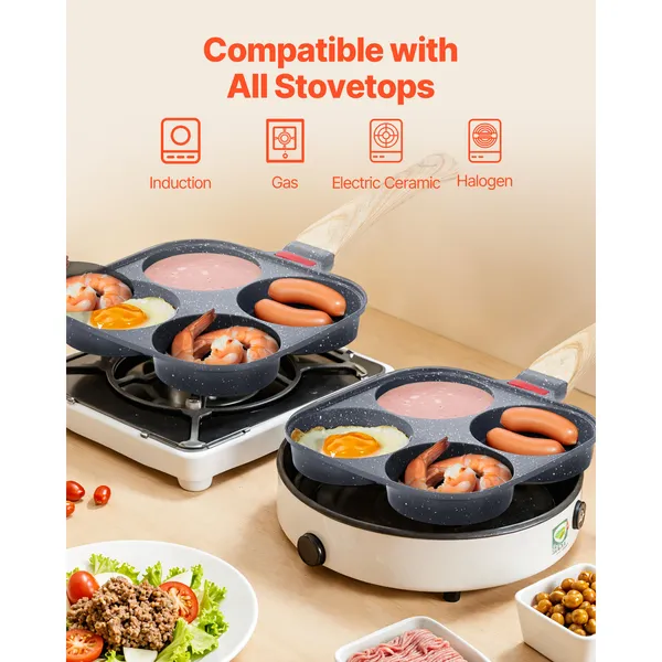 Egg Pan 4-Cup Nonstick Egg Frying Pan Aluminum