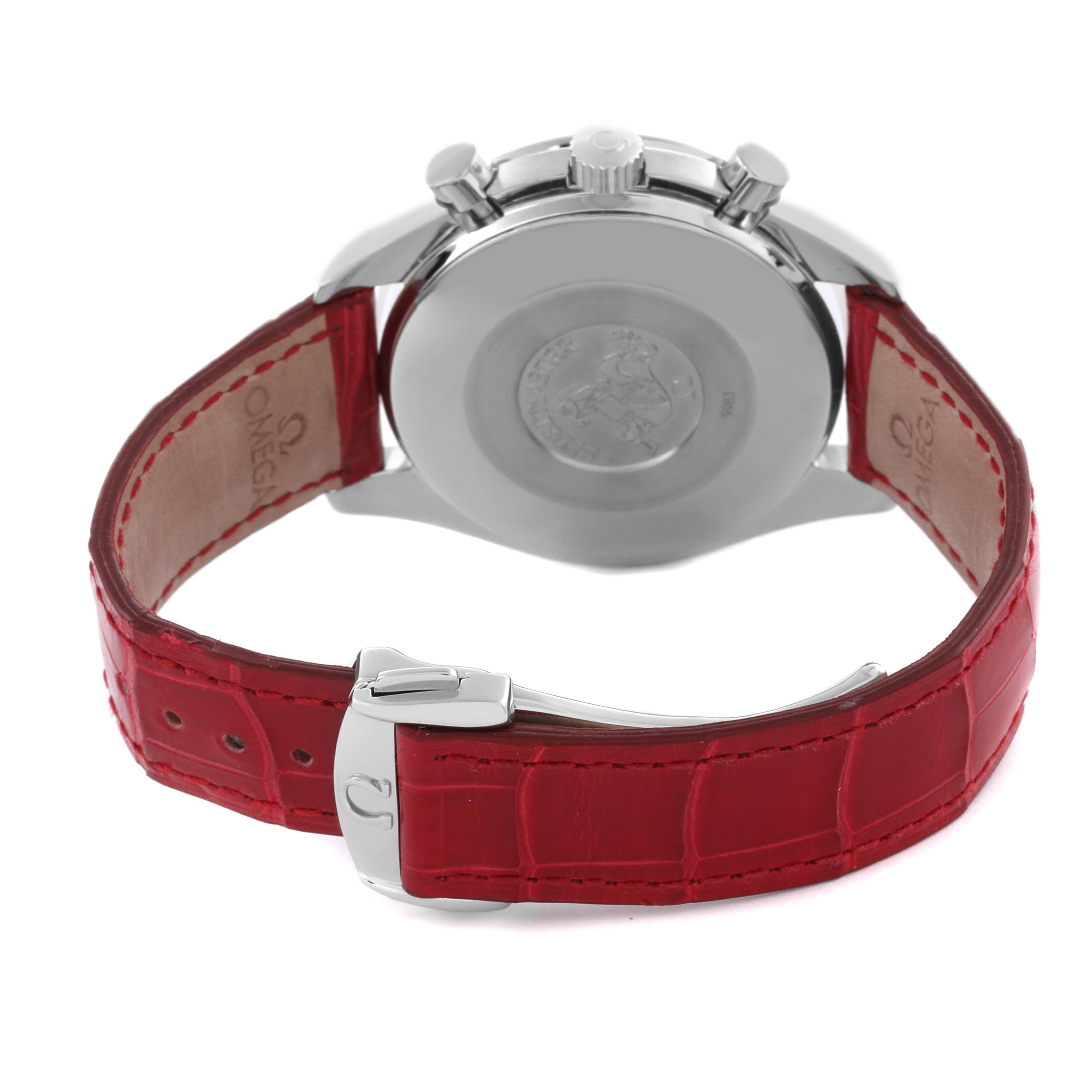 Omega Speedmaster MOP Diamond Red Strap Ladies Watch 39.0 MM 3815.79.40