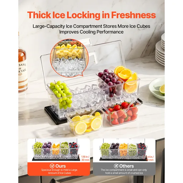 Chilled Condiment Server Caddy 5 Compartment Ice Cooled