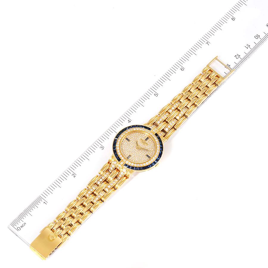 Patek Philippe 18k Yellow Gold Diamond Sapphires Ladies Watch 3982